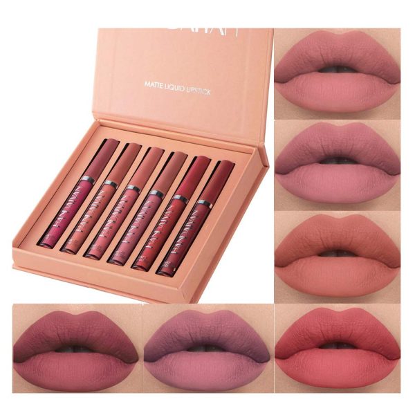 6Pcs Matte Liquid Lipstick Makeup Set, Matte Liquid Long-Lasting Wear Non-Stick Cup Not Fade Waterproof Lip Gloss (Set B)