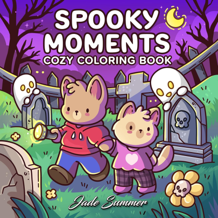 Spooky Moments: Cute Coloring Book for Adults and Teens with Adorable Characters and Creepy Scenes for Relaxation (Comfy and Cozy Coloring Books)